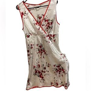 Kim Rogers Satin Chemise with Floral Design - Cream and Red